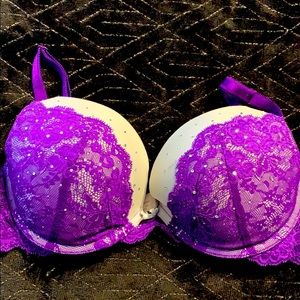 Purple Victoria’s Secret pushup bra w/ rhinestones